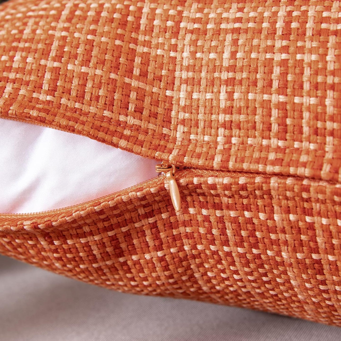 MIULEE Outdoor Waterproof Throw Pillow Covers - Decorative Farmhouse Cushion Covers | 16x16 Inch, Orange, Pack of 2
