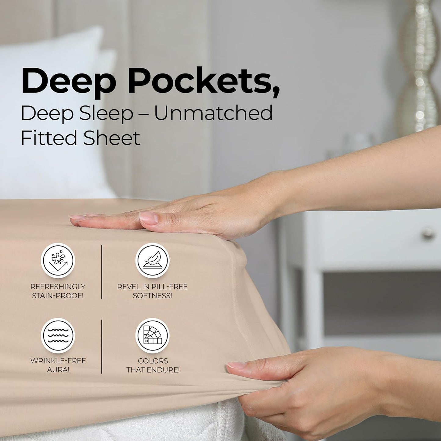 Utopia Bedding Full Fitted Sheet - Soft Microfiber - Deep Pocket - Easy Care - Beige Color