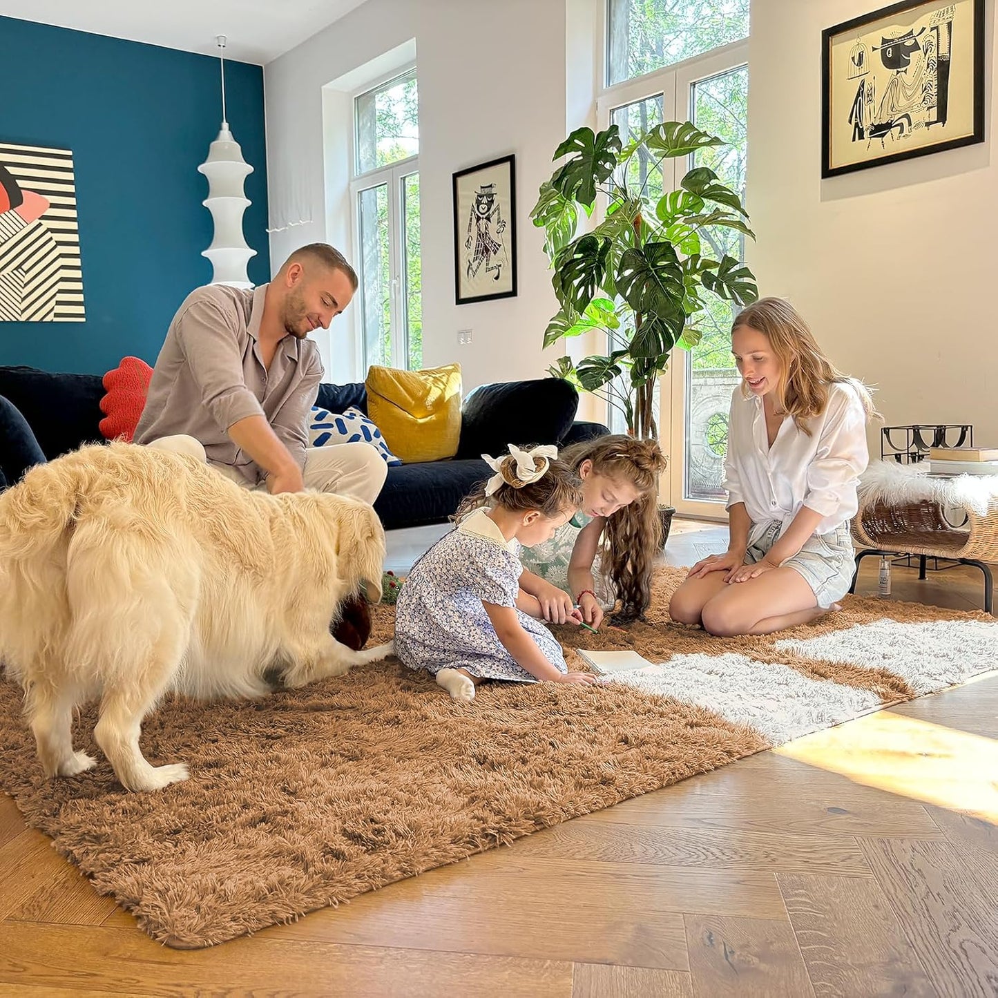 OLANLY 2x5 Machine Washable Runner Rug - Soft Fluffy Shaggy Design for Bedroom & Hallway | Khaki Color