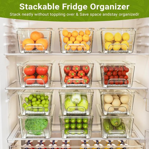 Imncya Stackable Fridge Organizer Drawers - Clear Storage for Fruits, Veggies & Food | 6 Pack