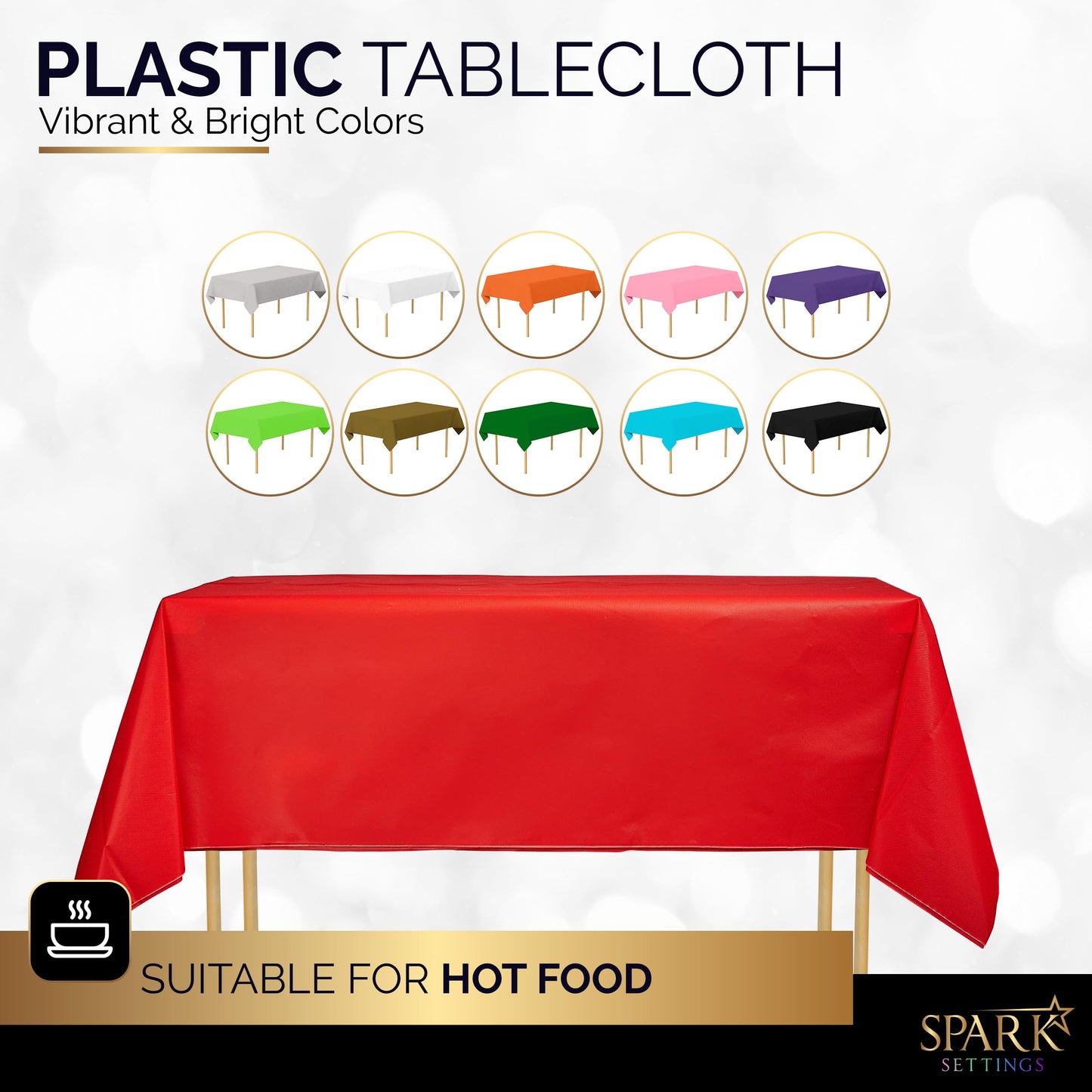 Amcrate Red Plastic Tablecloth Disposable, 6 Pack Premium Tablecloths for Rectangle Tables 54 inch. x 108 inch. Fits Tables Up to 8 Feet, Plastic Table Cloth for Party, Wedding, Holidays