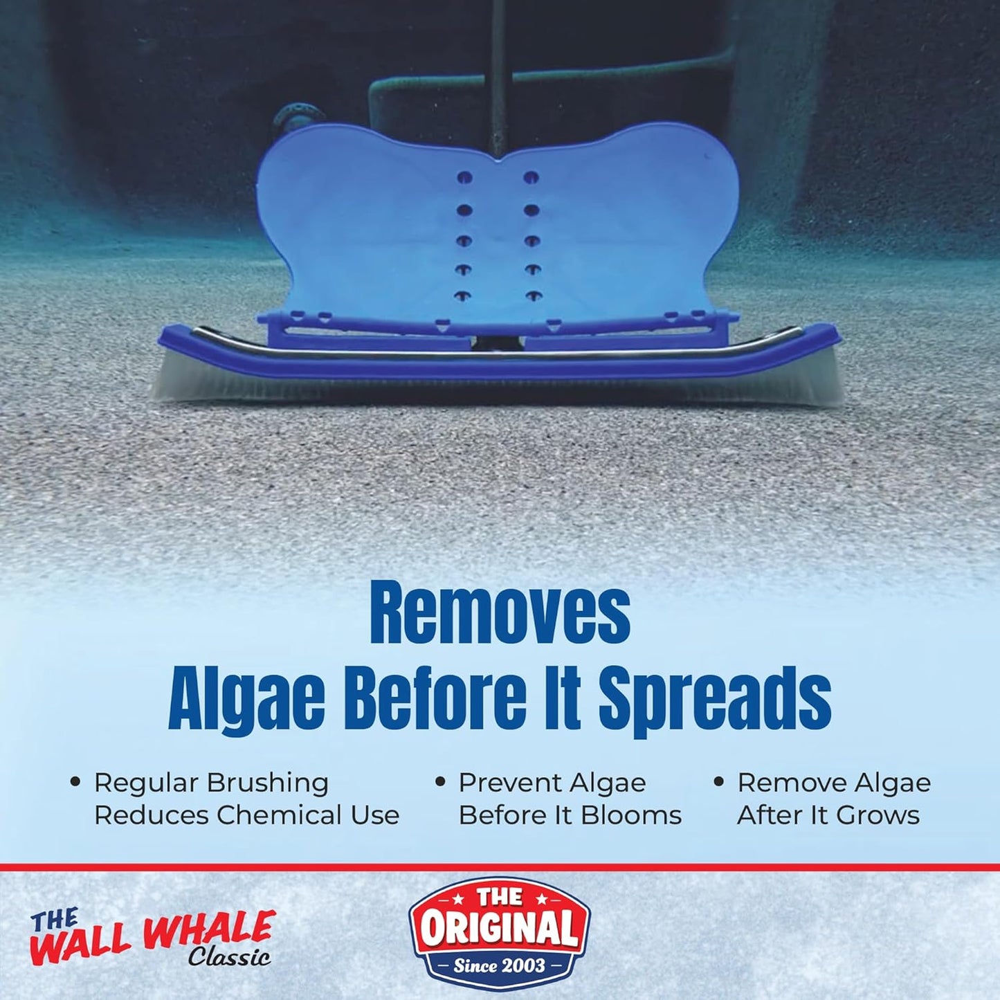Wall Whale 18" Swimming Pool Brush - Efficient Cleaning Tool for Sparkling Pools