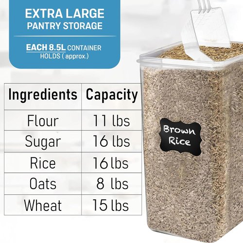 Flour Storage Container Set by [Brand Name] - 2 Extra Large Airtight Containers | 8.5L BPA-Free for Kitchen & Pantry
