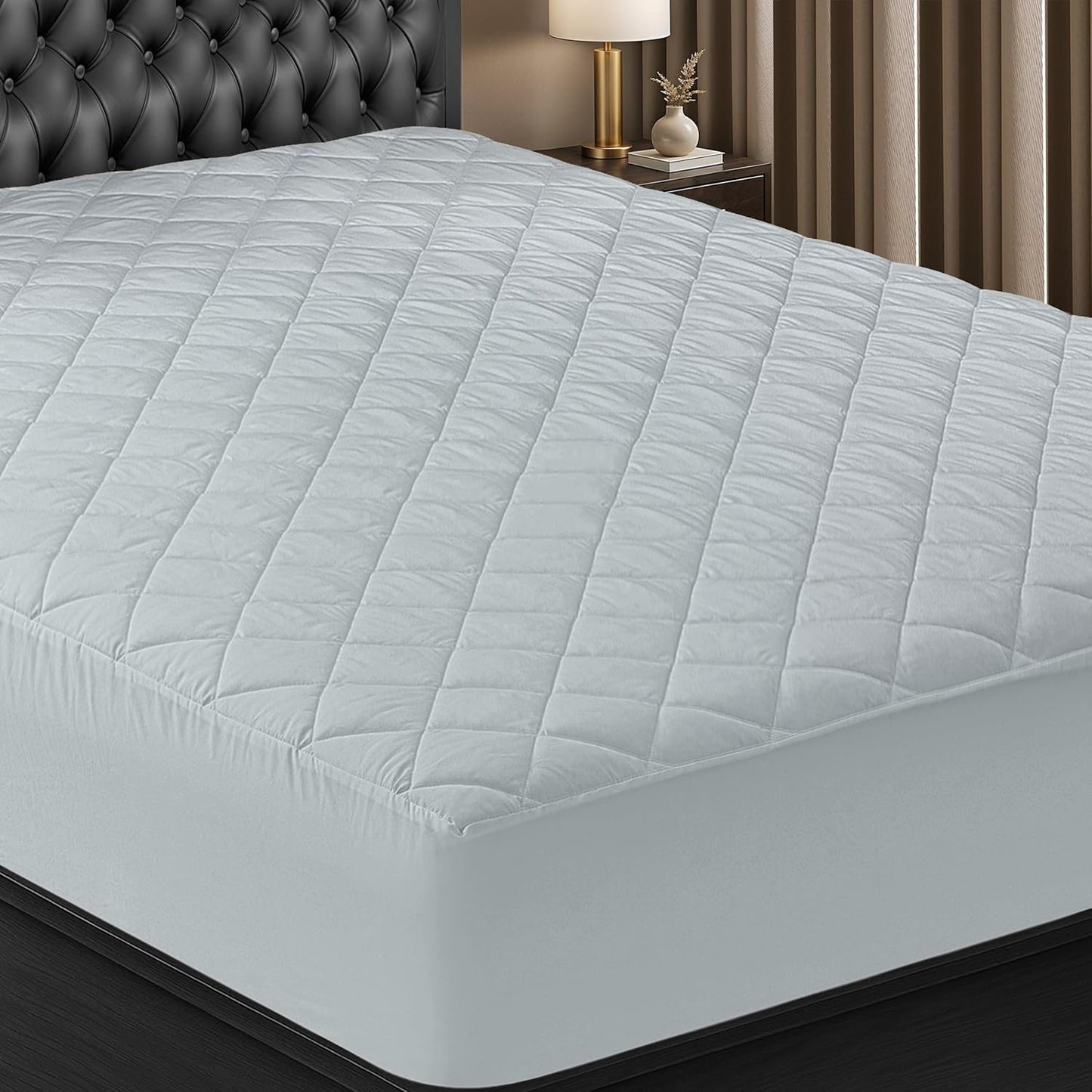 Utopia Bedding Quilted Fitted Mattress Pad - Twin Size | Deep Pocket Protector, Machine Washable (Light Grey)