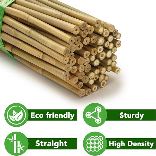 Bamboo Garden Stakes - 70 Pcs Natural 4 Feet Plant Support Sticks for Tomatoes, Beans & Climbing Plants