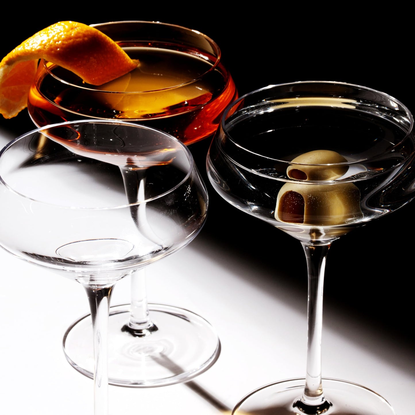 LEMONSODA Classic Martini Glasses 6oz | Set of 2 | Hand Blown Inspired by 1930s 50s Cocktail Culture | Crystal Clear Ribbed Design | Dishwasher Safe Lightweight Reusable Glassware for Home
