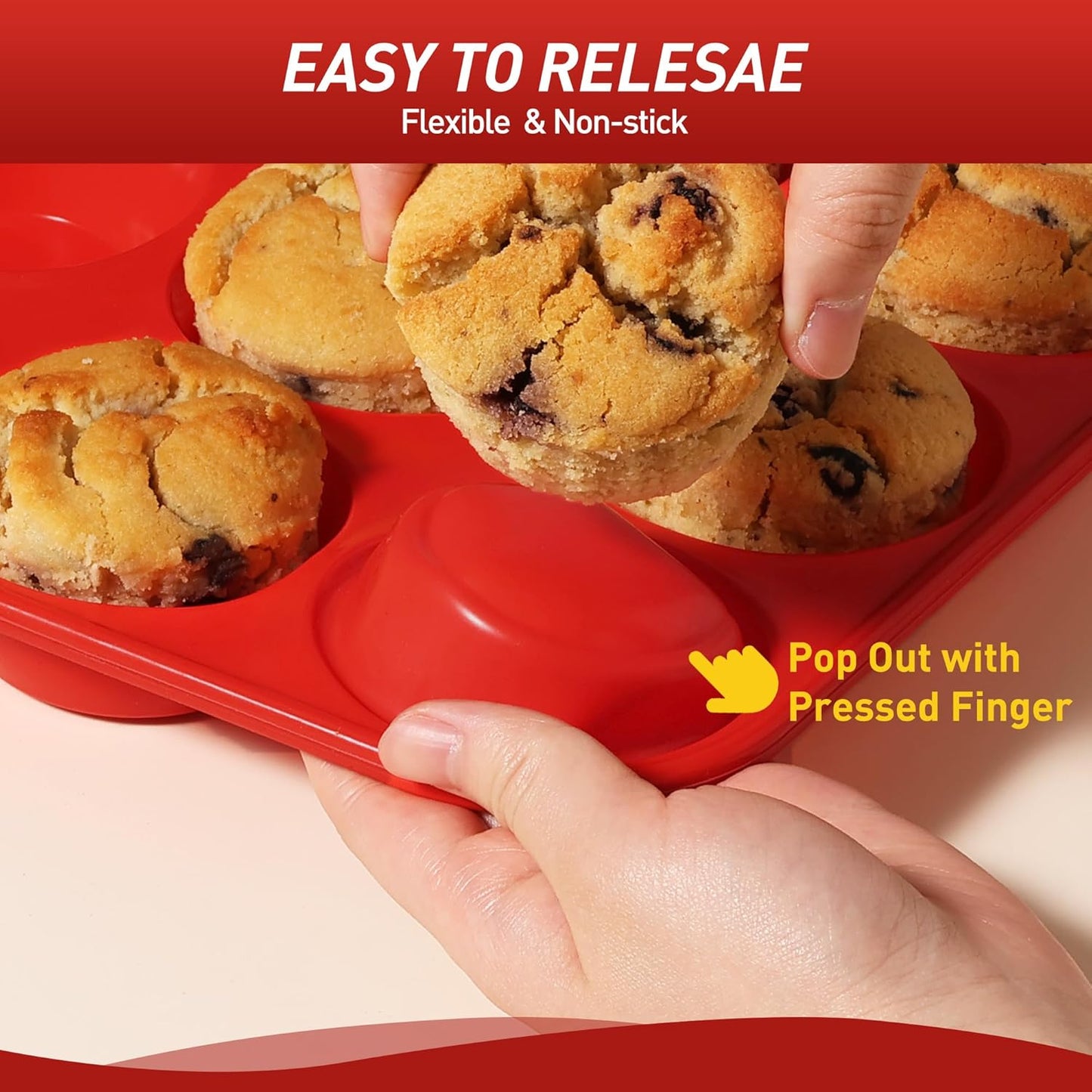 Skiennix Silicone Muffin Pan - 12-Cup Nonstick Baking Molds with Metal Reinforced Frame | Regular Size
