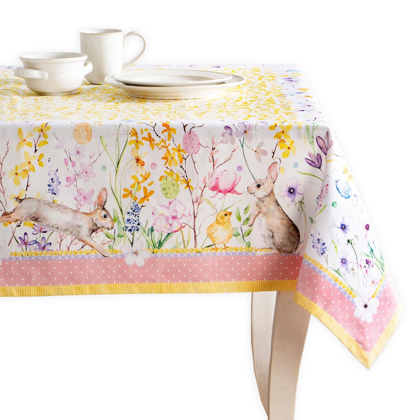 Maison d' Hermine Table Cloth Rectangle Table 100% Cotton 54 x 72 Inches Tablecloth Reusable Decorative for Dining Kitchen Room Farmhouse Home Gifts for Mothers Day Spring Summer - Easter Zest
