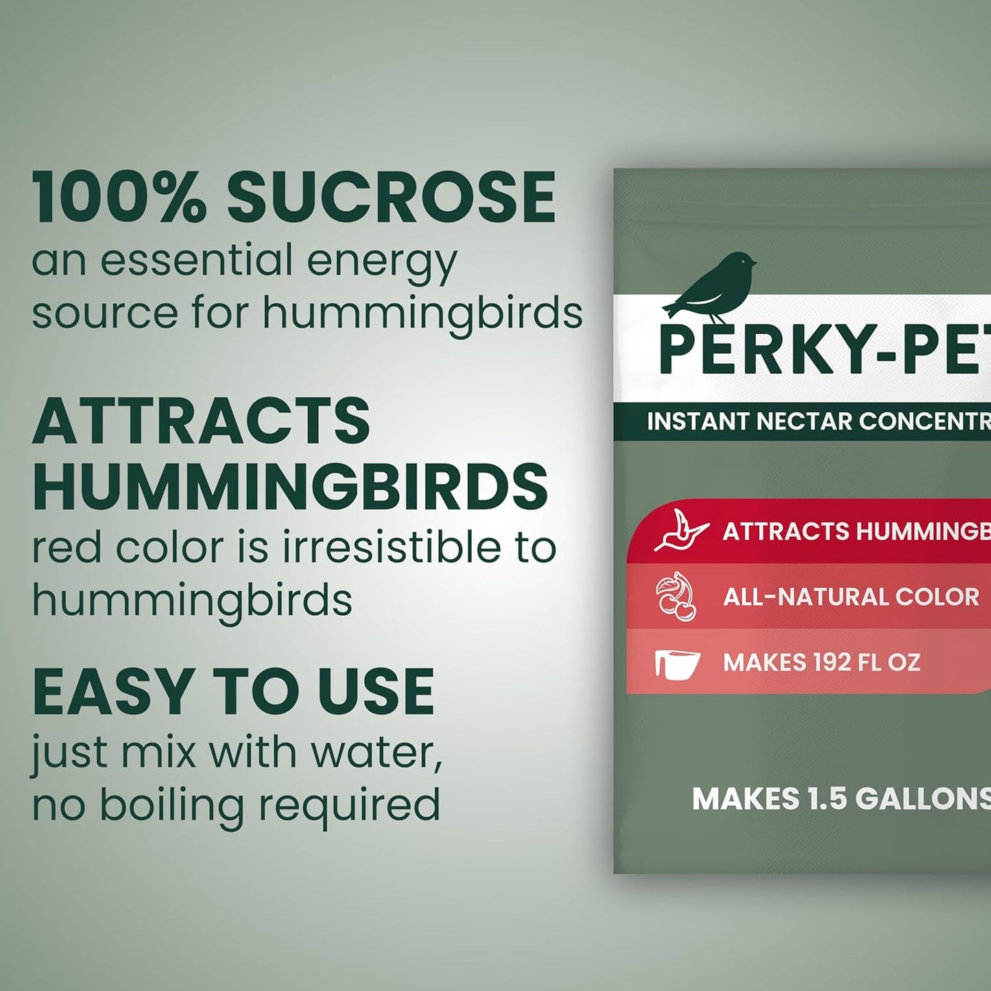 Perky-Pet Hummingbird Nectar Powder Concentrate - 2 lb Bag | Makes 192 oz of Liquid Food - 100% Sucrose