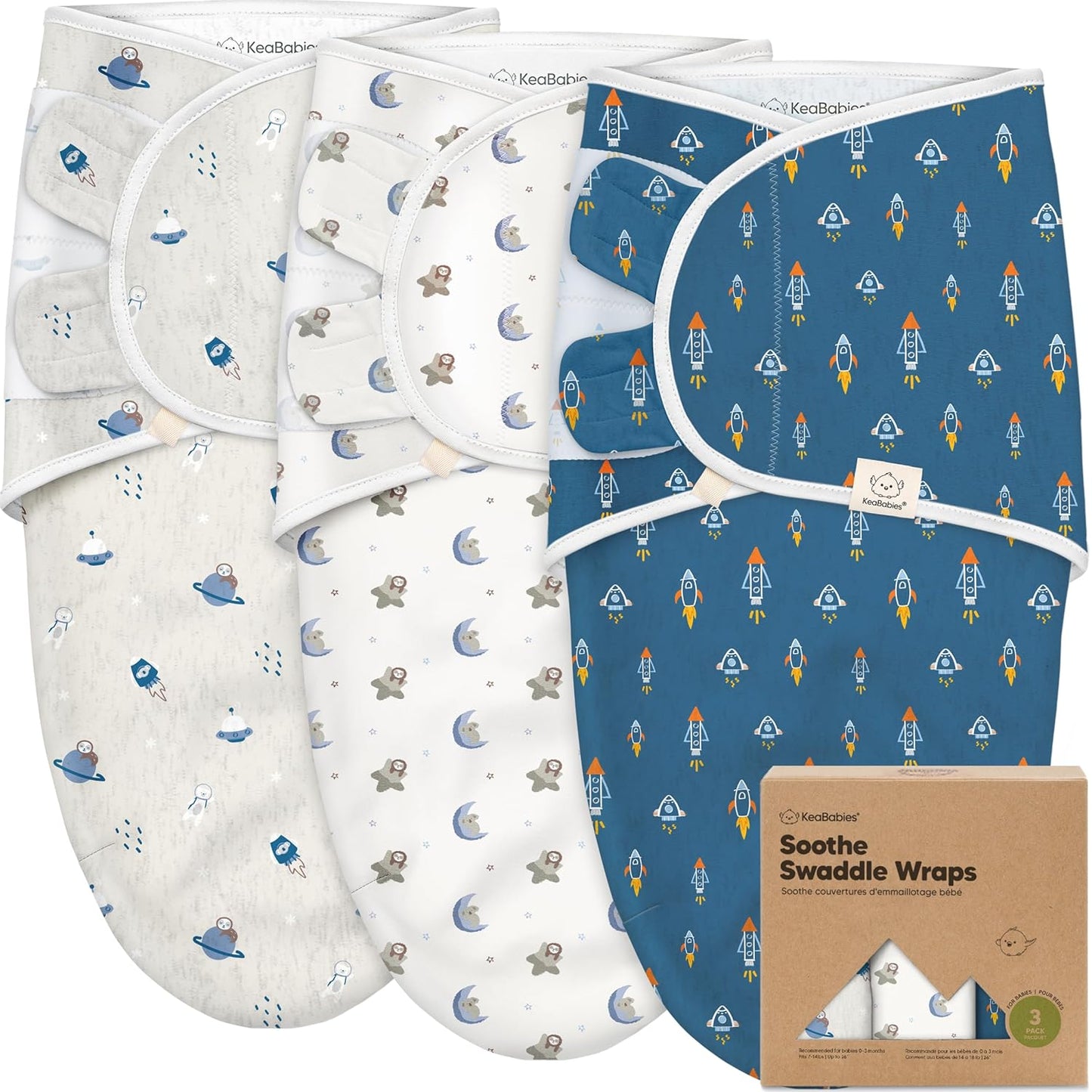 Skiennix Organic Baby Swaddle Sleep Sacks - Soft & Snug for Newborns 0-3 Months | 3-Pack (Cosmo, OS)
