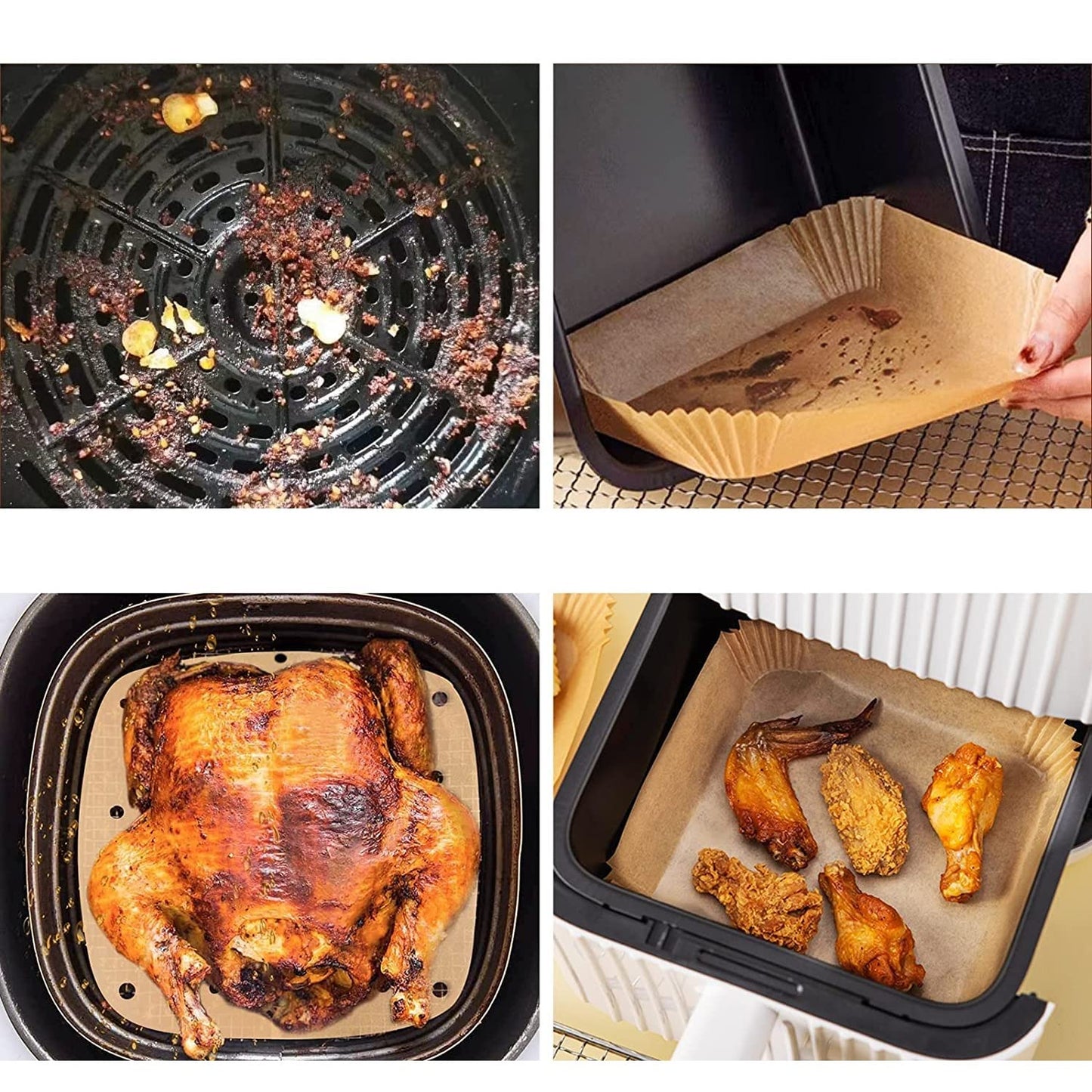 Air Fryer Liners Disposable 120PCS, 7.9 Inch Square Non-Stick Parchment Paper Baking Liners for Most Air Fryers, Food Grade Greaseproof Basket Sheets for Easy Cleanup