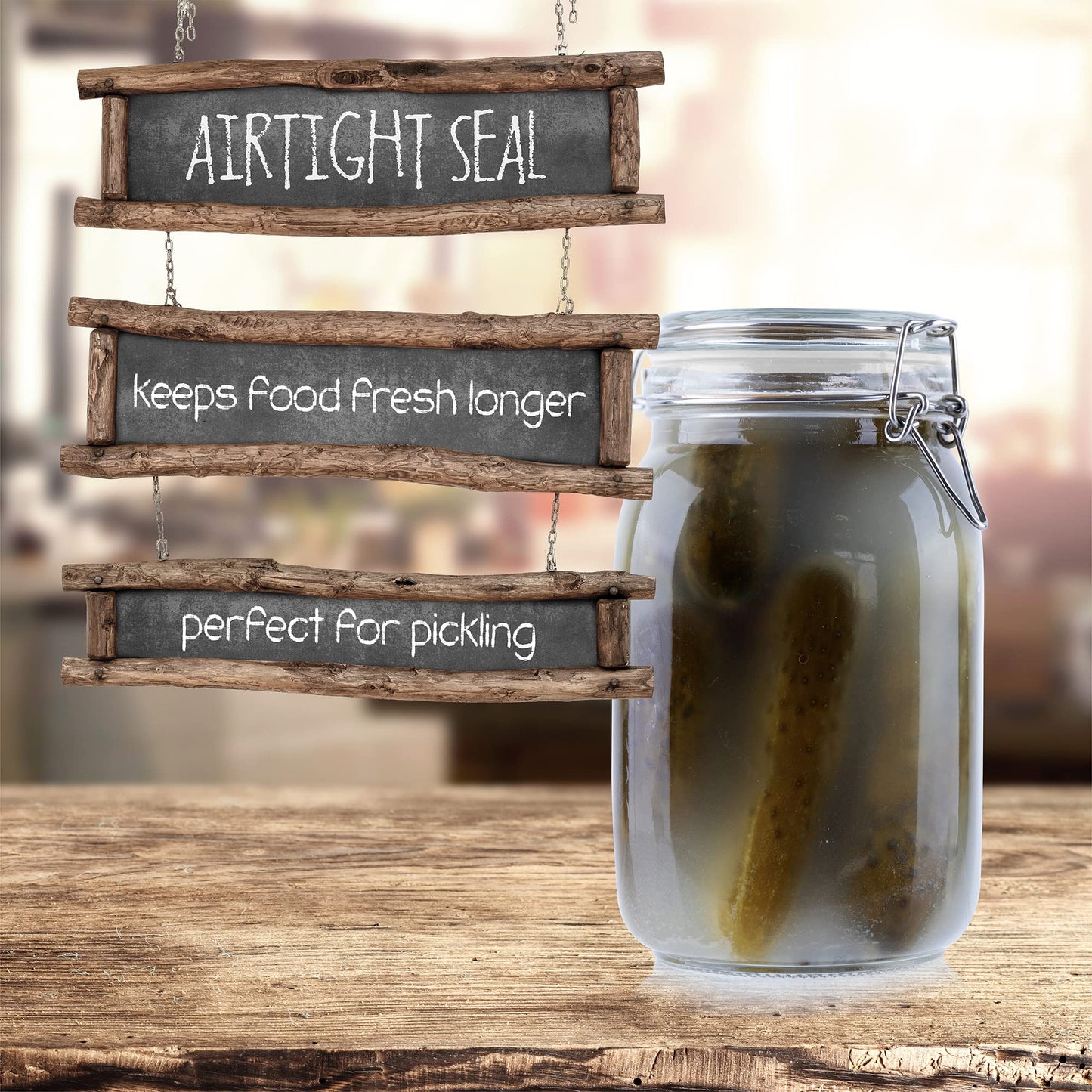 Galashield Glass Jars with Airtight Lids Food Storage Jars Leak Proof Canisters with Clear Preserving Seal Wire Clip Fastening for Kitchen Canning Pickling [50 oz]