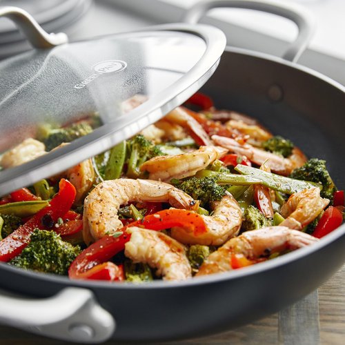 GreenPan Healthy Ceramic Nonstick 12" Everyday Frying Pan with 2 Handles and Lid, PFAS-Free, Multi Clad, Induction, Dishwasher Safe, Oven Safe, Black