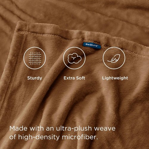 Bedsure GentleSoft King Size Fleece Blanket - Soft, Lightweight Plush Microfiber in Brown, 108x90 Inches