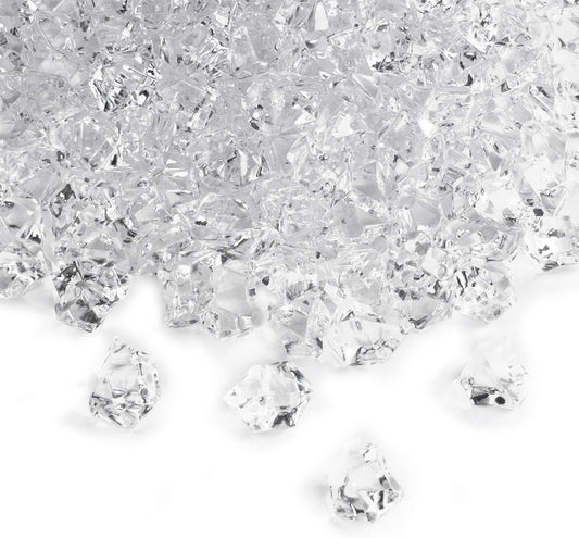 Clear Acrylic Fake Ice Cubes - 3 lb Bag of Diamond Crystals for Vase Fillers & Party Decor