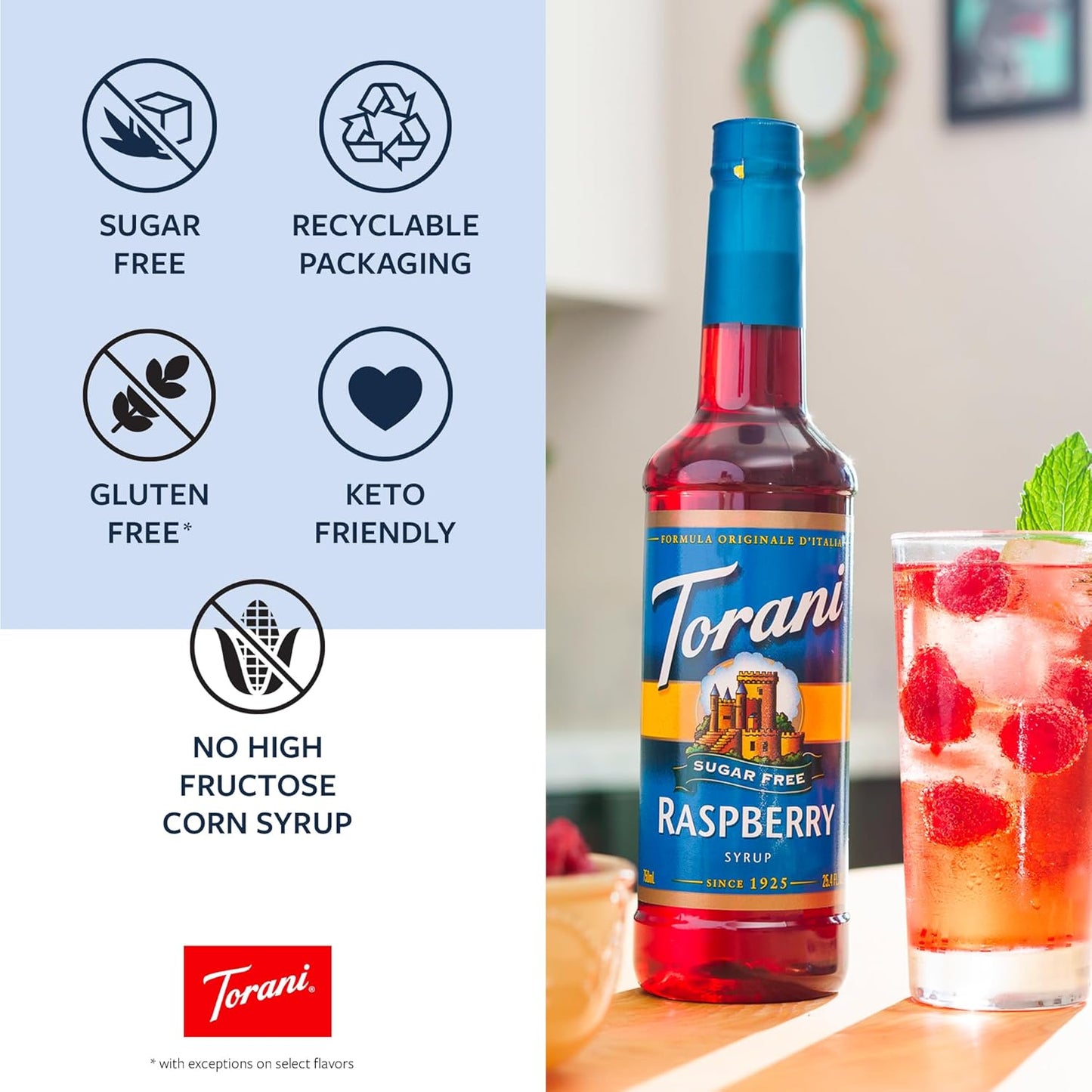 Torani Sugar Free Syrup Variety Pack - 25.4 Ounce Bottles (Set of 4) | Delicious Flavor Options