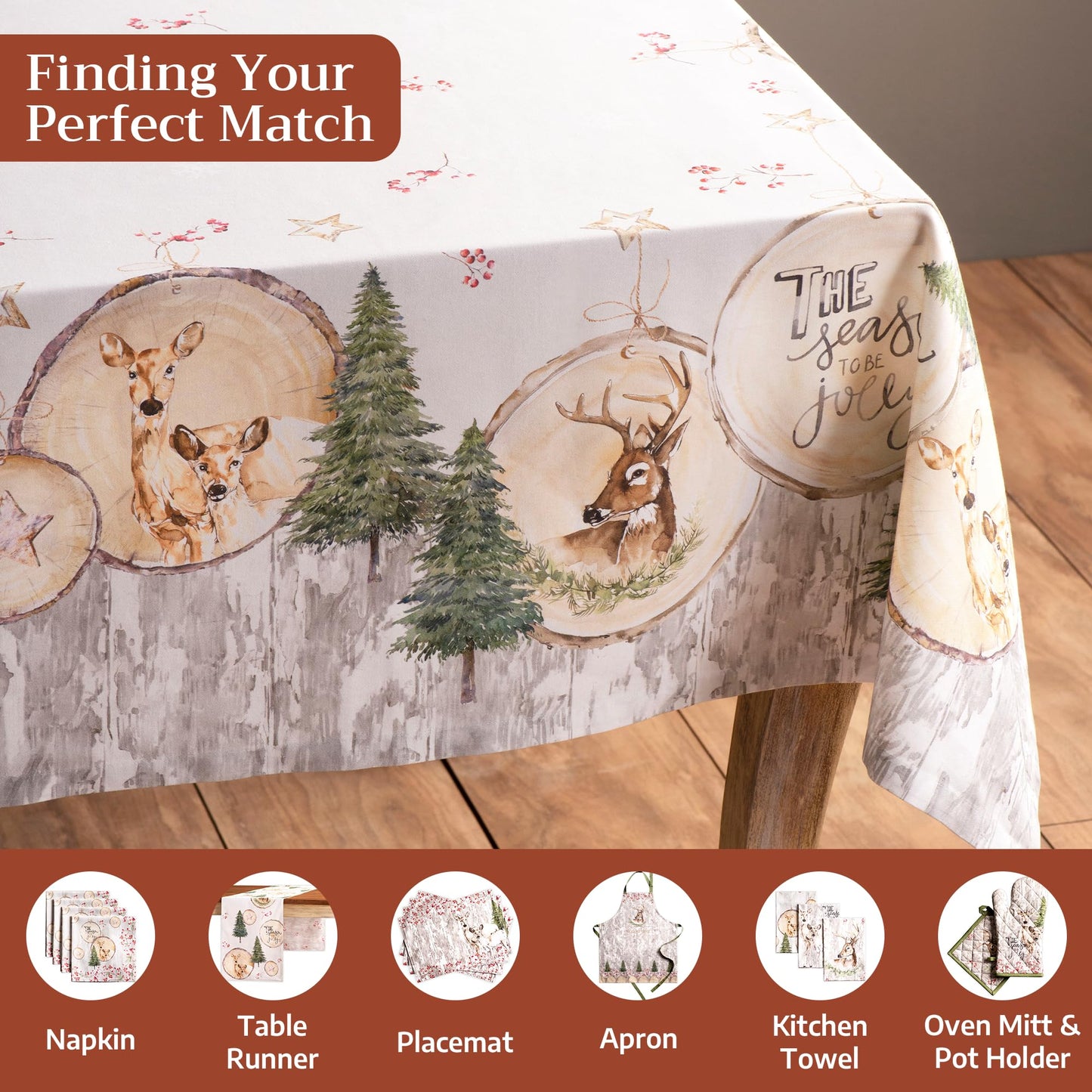 Maison d' Hermine Table Cloth Square Table 100% Cotton 60 x 60 Inches Fall Tablecloth Reusable Everyday Use for Thanksgiving Christmas Decorations Dining Farmhouse Party (Mountain Life)