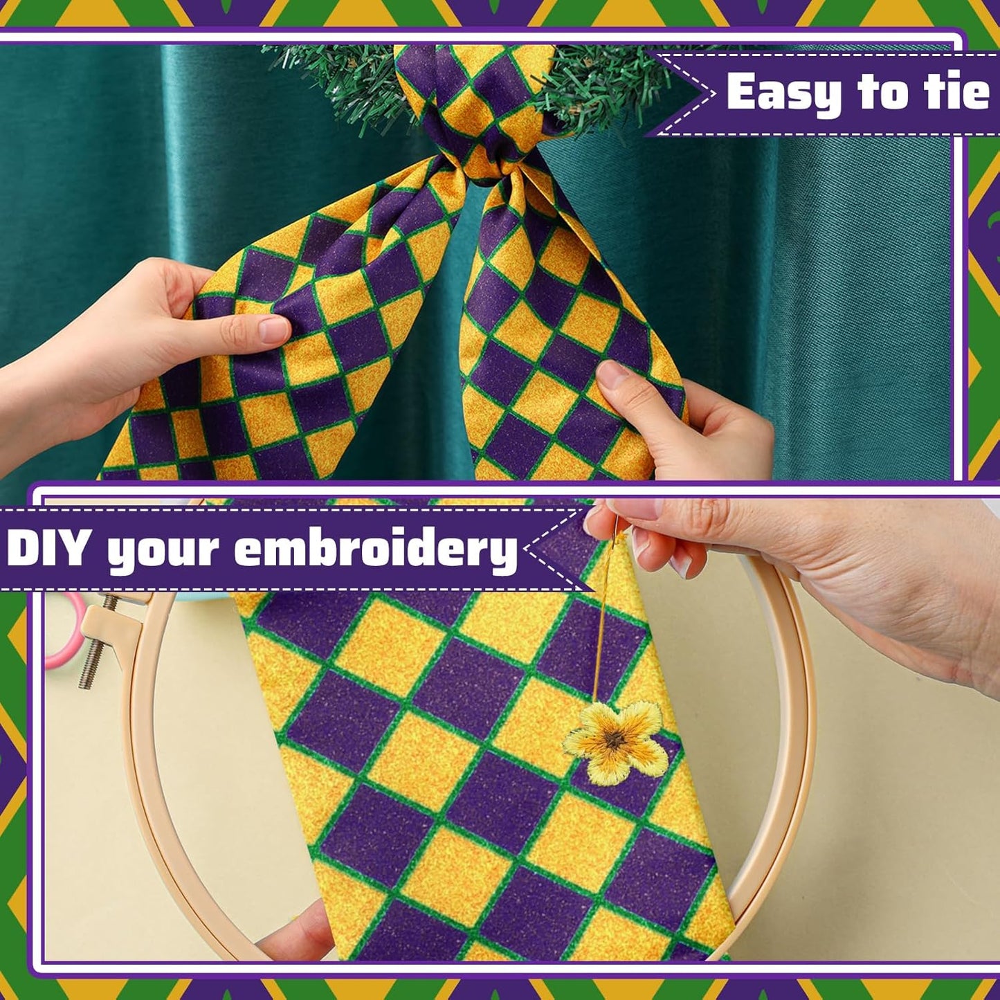VitalCozy Carnival Wreath Sash - Elegant Satin Ribbon for Monogrammed Decor | Indoor/Outdoor Use