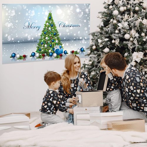 GOER 78-Inch Christmas Banner - Festive Party Decorations with Merry Christmas & Tree Design