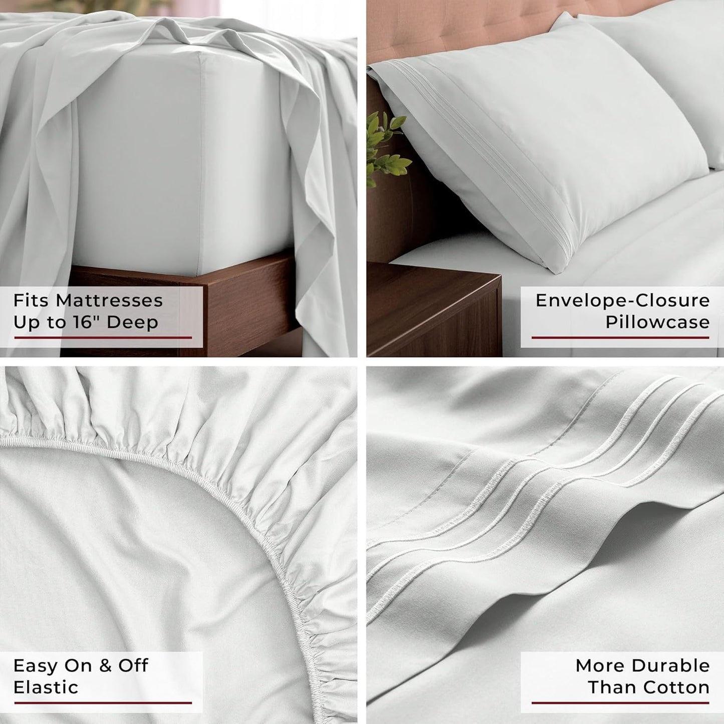 Mellanni King Sheets Set - 4 PC Hotel Luxury Bedding | Extra Soft, Cooling, Wrinkle-Resistant (Ivory)