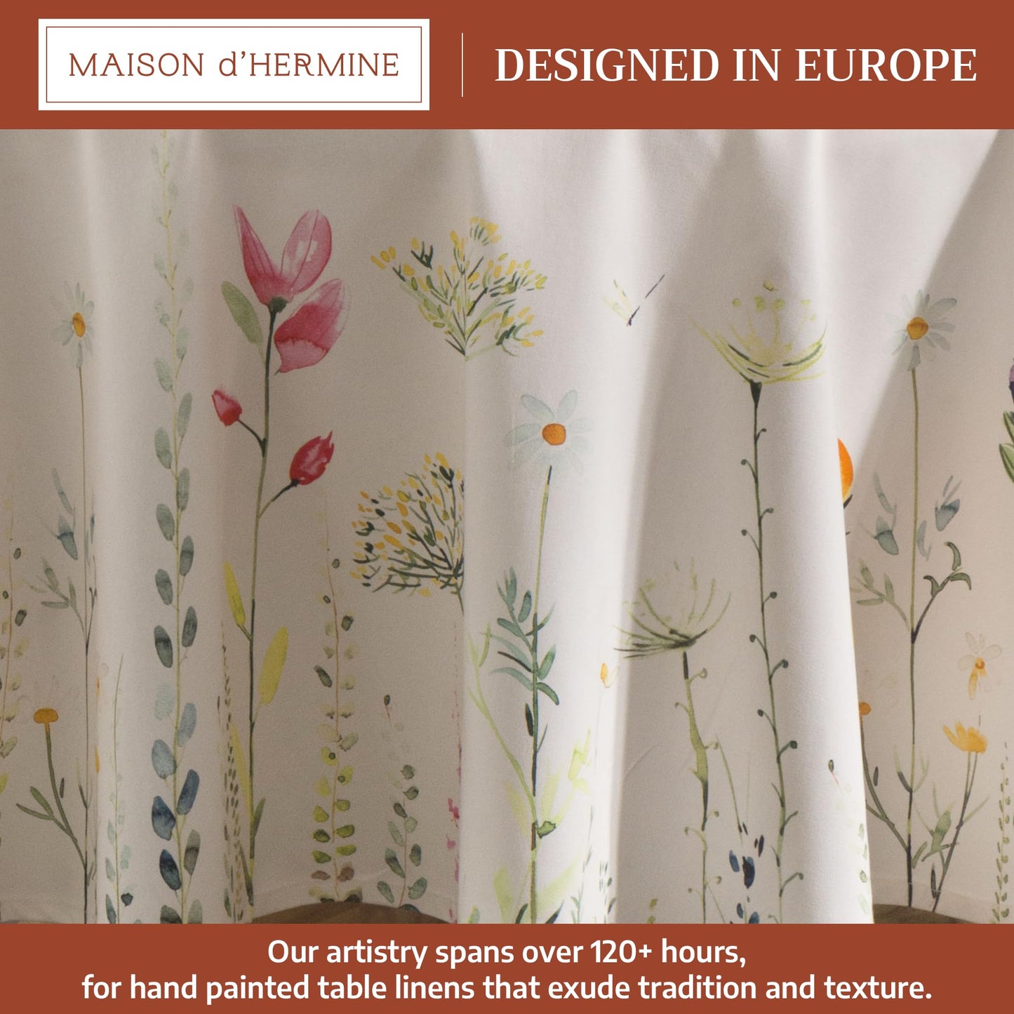 Maison d' Hermine Table Cloth Round Table 100% Cotton 69 Round Inches Tablecloth Reusable Decorative for Dining Kitchen Room Farmhouse Home Gifts for Mothers Day Spring Summer - Botanical Fresh