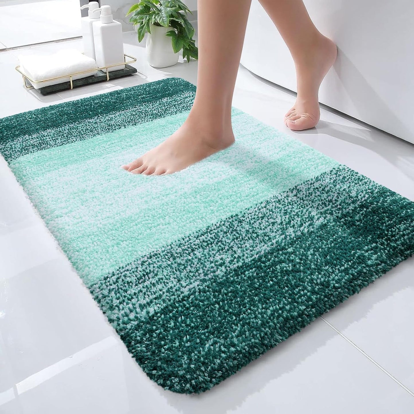 OLANLY Bathroom Rugs - Extra Soft Absorbent Microfiber Mat | Quick-Dry, Washable 24x16, Blackish Green
