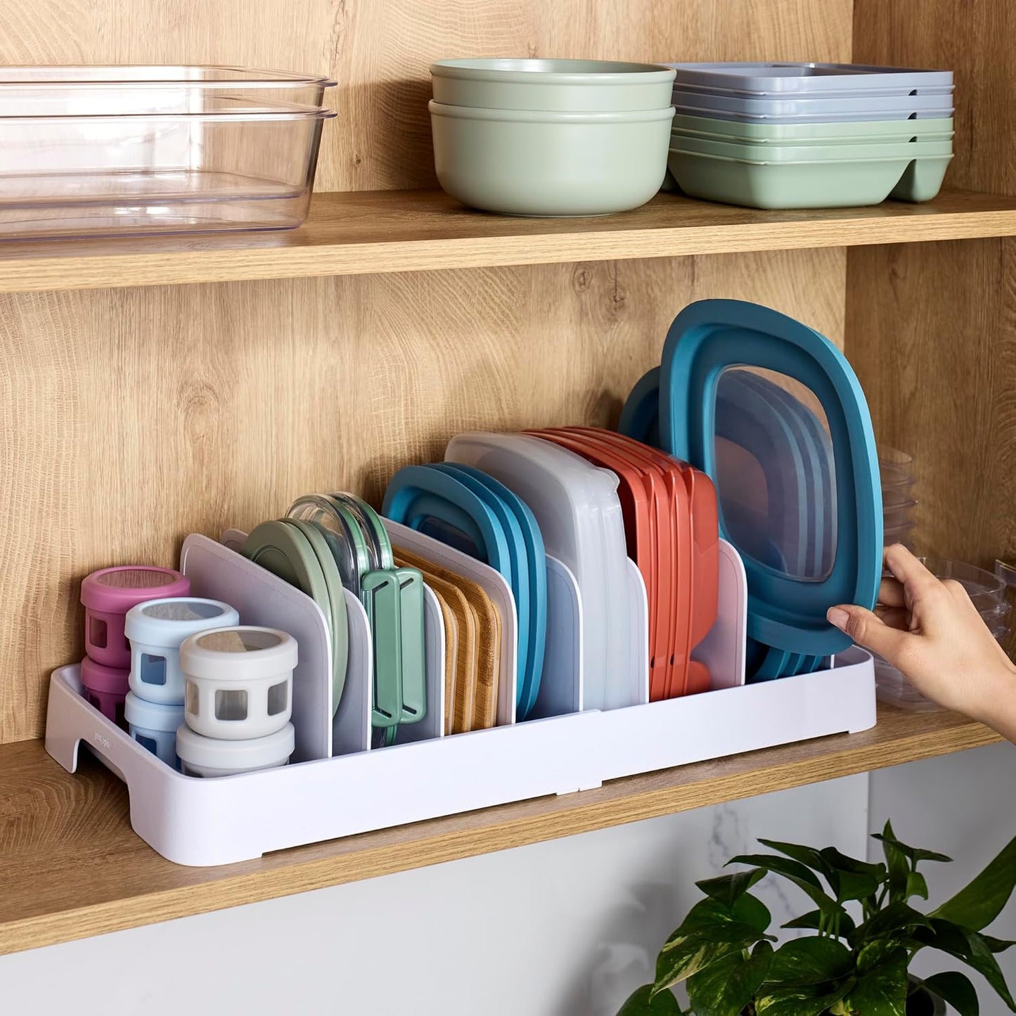 YouCopia StoraLid Food Container Lid Organizer - Expandable with Tall Dividers, 40 Lid Capacity