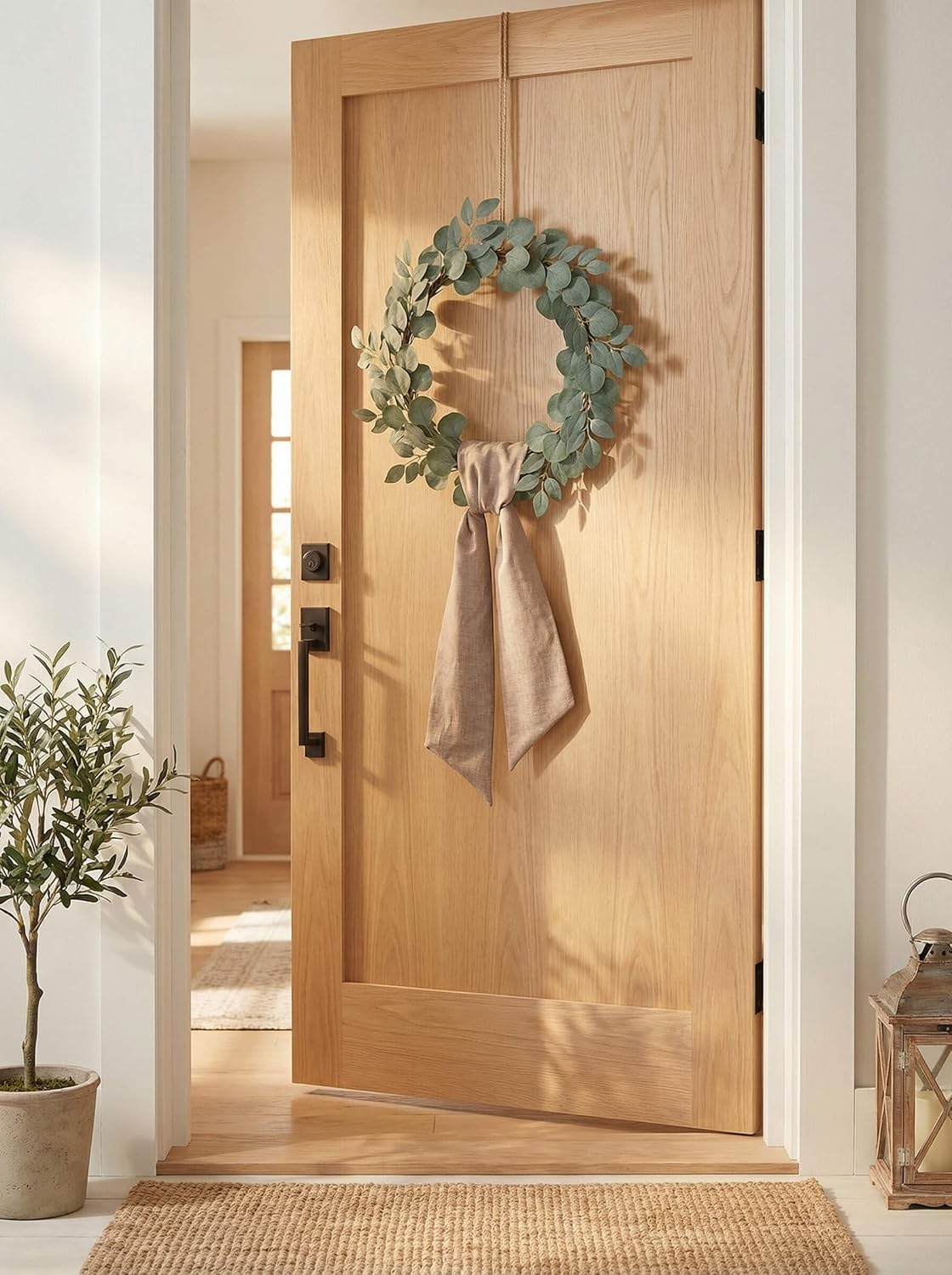 YKW Brown Wreath Sash - 55"x5" Linen Look Blank Ribbon for DIY Embroidery & Monogram Decor