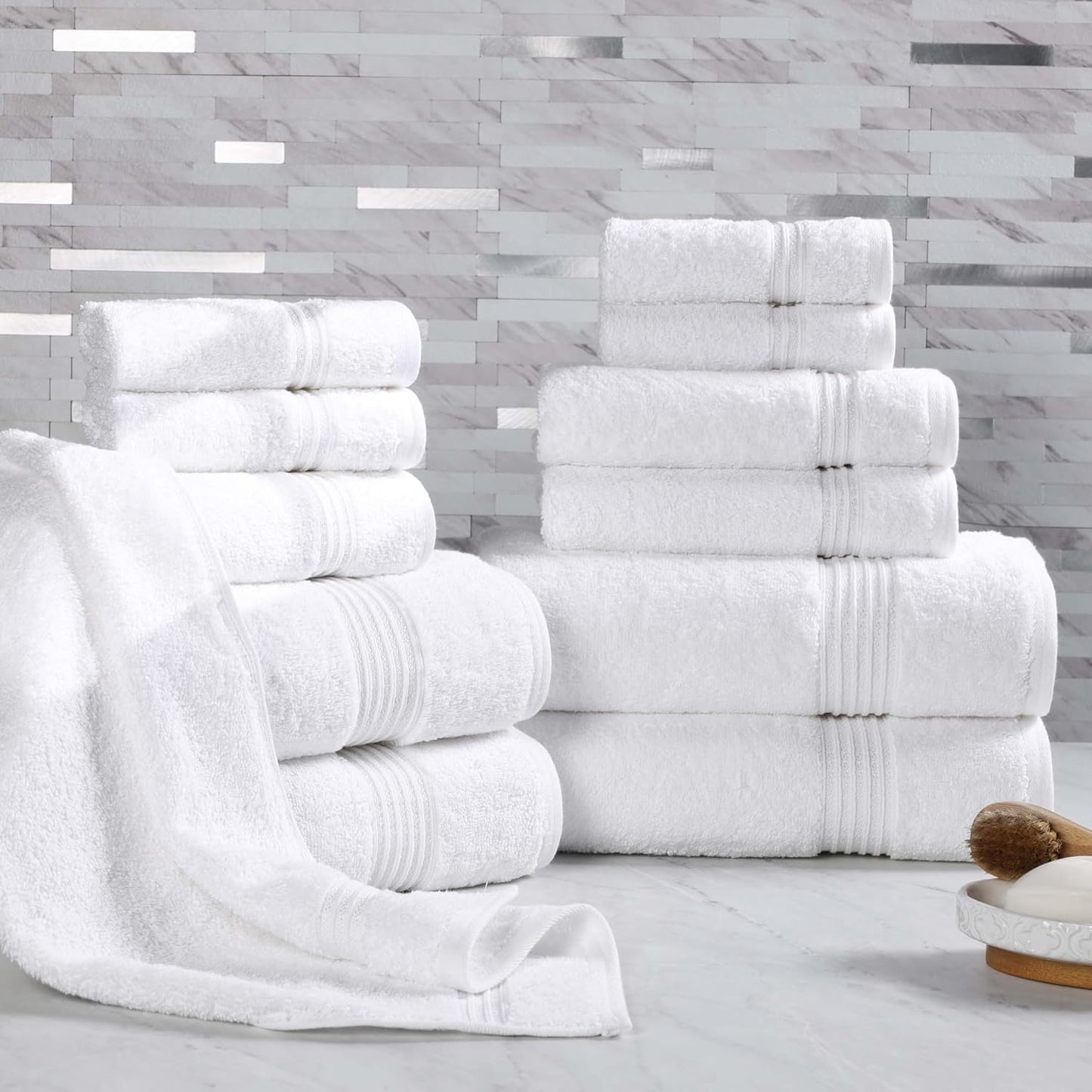 Superior Egyptian Cotton 6-Piece Towel Set, Bathroom Essentials, Towels For Bathroom, Apartment, Airbnb, Guest Bath, Face, Hand, Bath Towels, Washcloths, Absorbent, Fast Drying, Royal Purple