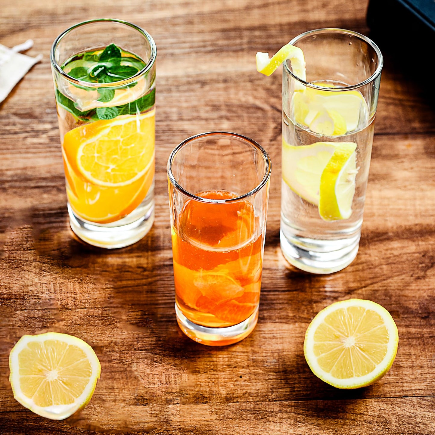 binsakao Premium Highball Glass Set - Elegant Tom Collins Glasses Set of 6-9 oz Tall Drinking Water Glasses - Bar Glassware for Mojito, Whiskey, Cocktail