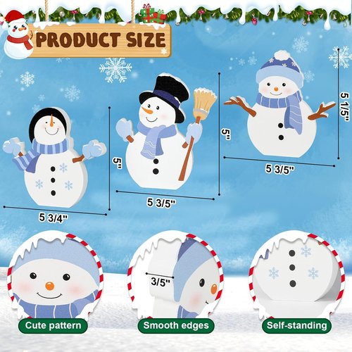 Cochie Snowman Christmas Decorations - Cute Winter Tiered Tray Decor Set of 3 for Home & Office