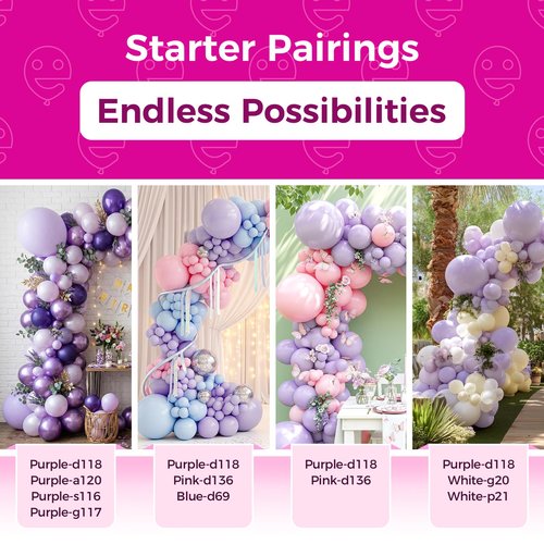 Bezente Pastel Purple Latex Party Balloons - 100 Pack 12 inch Round Helium Lavender Light Purple Lilac Balloons for Easter Wedding Bridal Shower Bachelorette Birthday Princess Party Decorations
