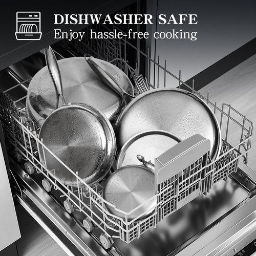 EWFEN Stainless Steel Cookware Set, 3 Ply 17 Piece Stainless Steel Pot and Pan Set, Oven Dishwasher Safe | Induction Compatible Frying Pans, Saucepans, Saute Pan & Stock Pot, PFOA, PTFE & PFOS Free