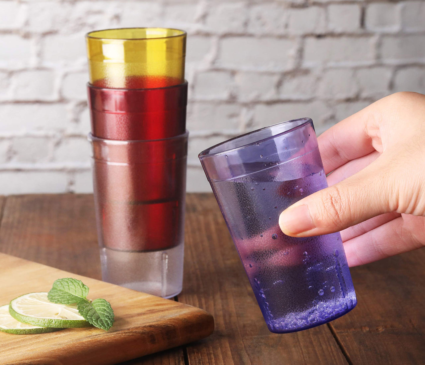 New Star Foodservice Restaurant-Grade Polycarbonate Beverage Tumblers, 5 oz, Blue, Set of 12