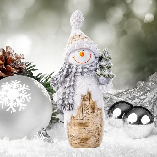 Galiyen Snowman Figurines | LED Light Christmas Decorations | 9.4" Resin Ornaments for Tabletop & Mantle