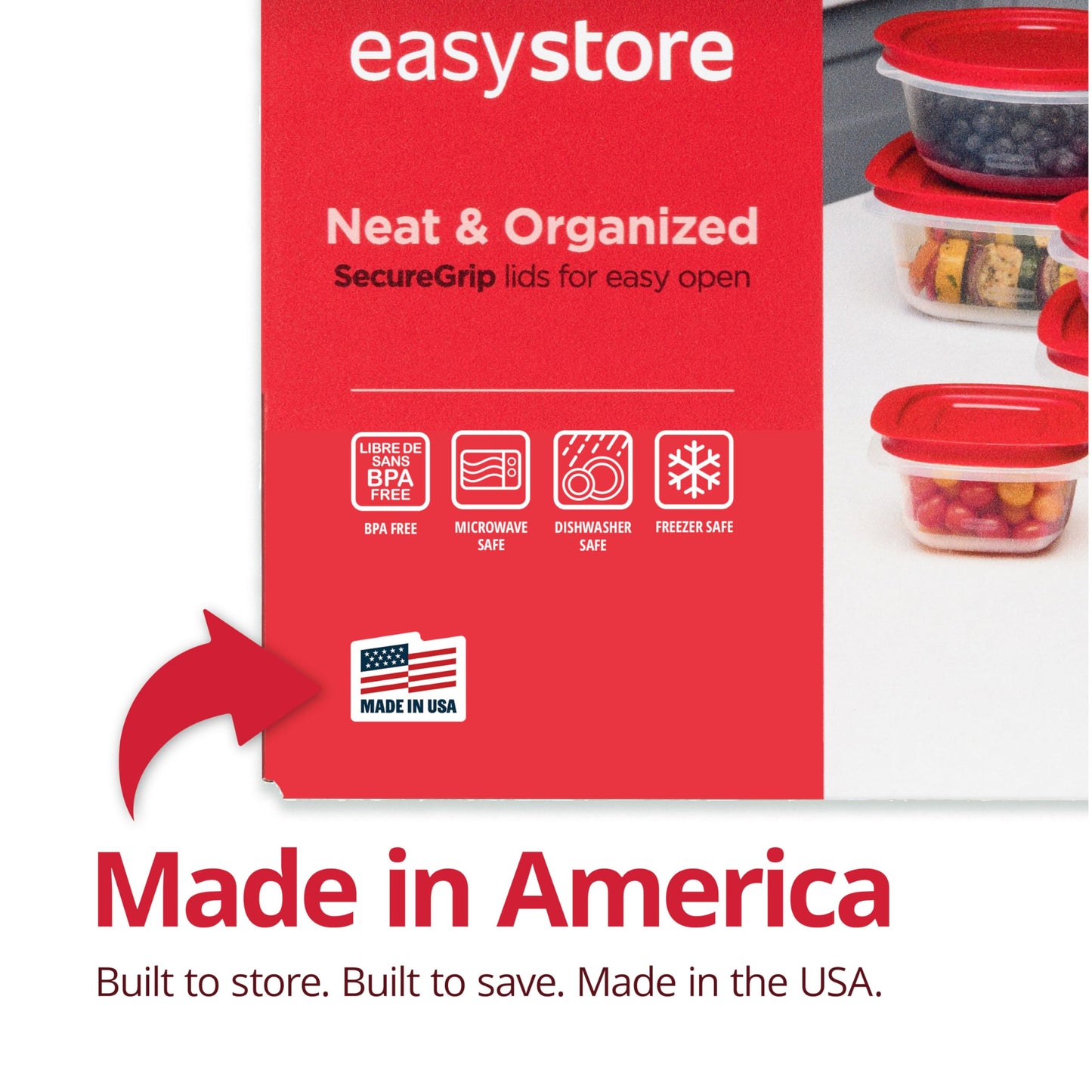 Rubbermaid EasyStore Containers, 38-Piece Set, Food Storage Containers, Food Storage Containers with Lids
