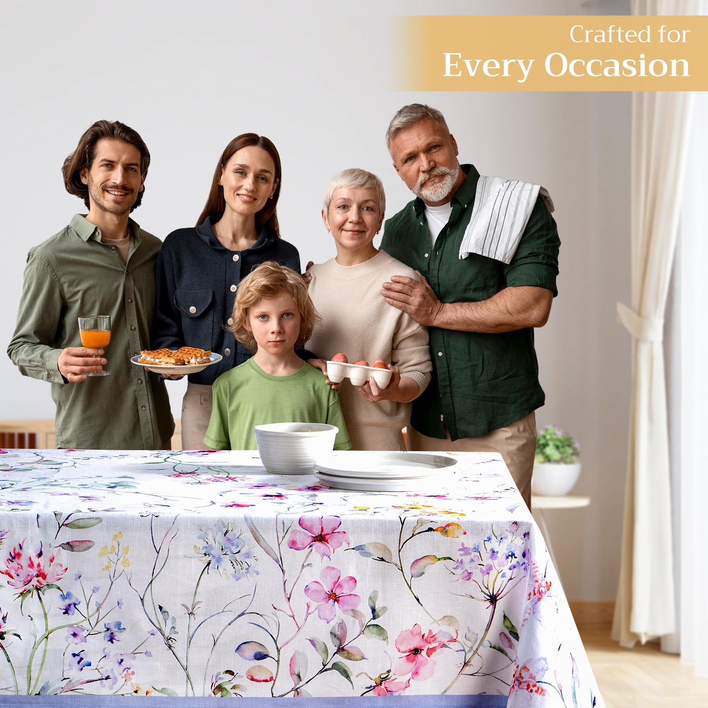Maison d' Hermine Table Cloth Rectangle Table 100% Cotton 60 x 108 Inches Tablecloth Reusable Decorative for Dining Kitchen Room Farmhouse Home Gifts for Mothers Day Spring Summer - Summer Floral