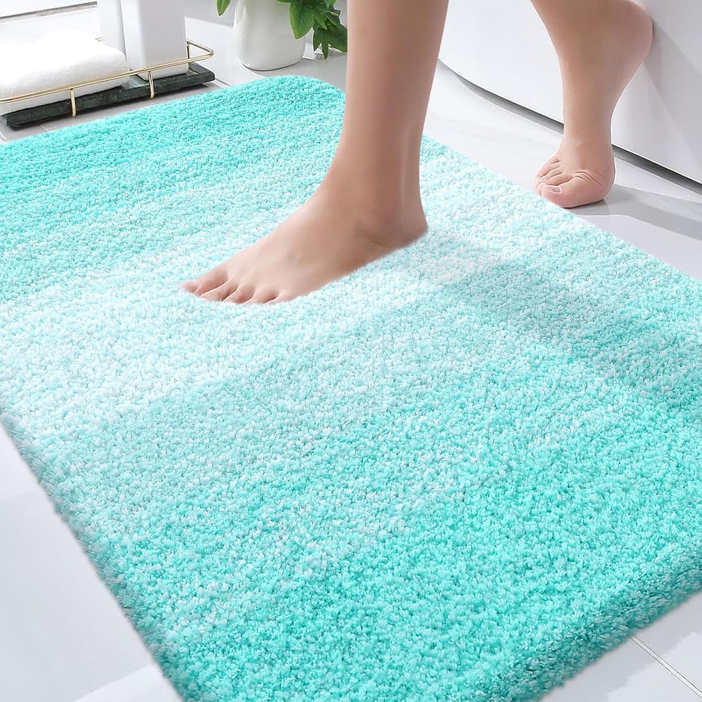 OLANLY Bathroom Rugs - Extra Soft Microfiber Mat, Quick Dry & Machine Washable, 30x20, Teal
