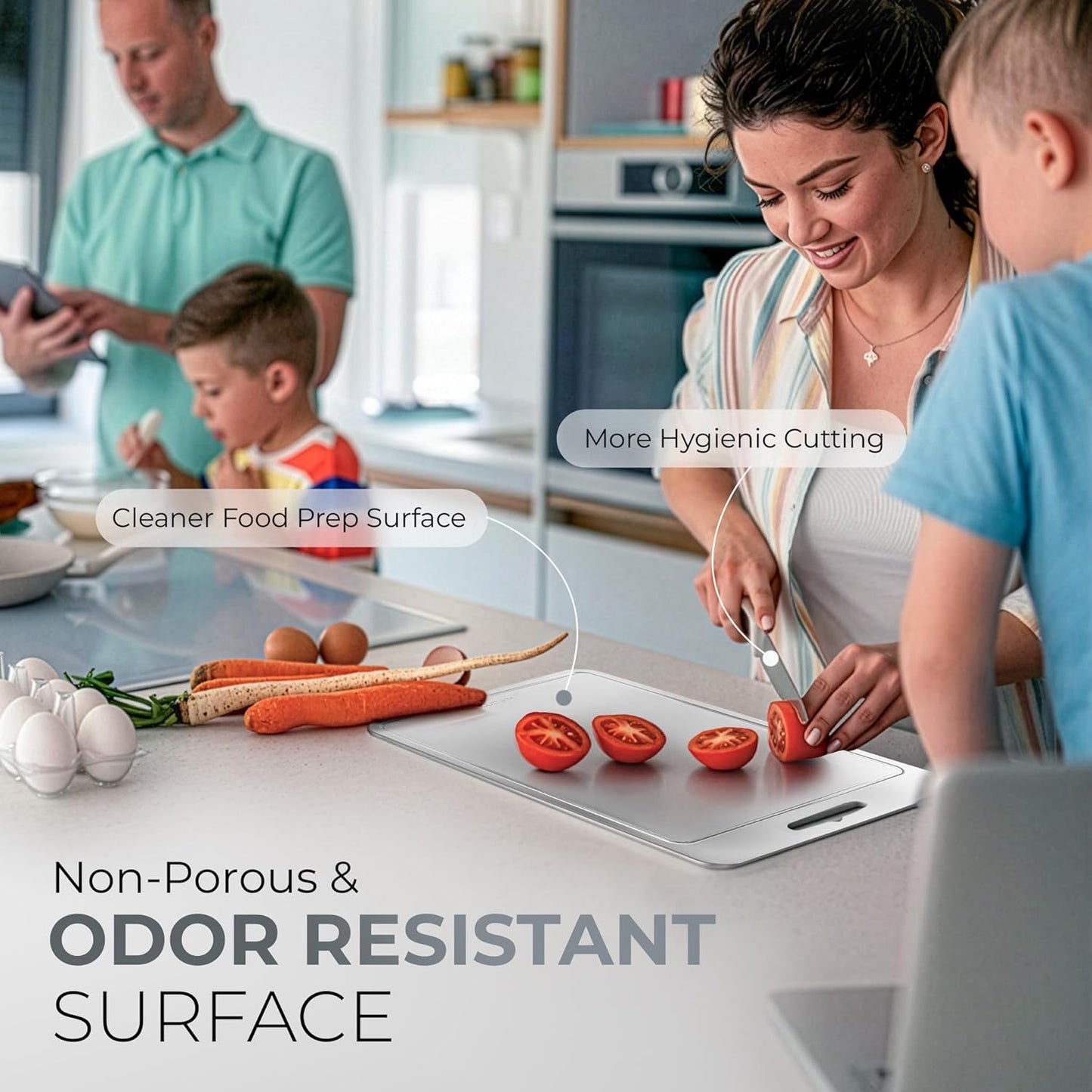 Stainless Steel Cutting Boards - Durable Double-Sided Boards with Juice Grooves | 3 Pack for Home & Professional Use