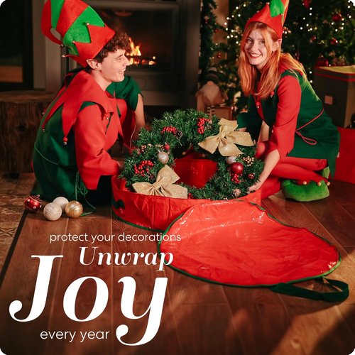 Handy Laundry Christmas Wreath Storage Bag - 2-Pack Durable Tarp with Zipper & Sturdy Handle | 30" Dust & Pest Protection