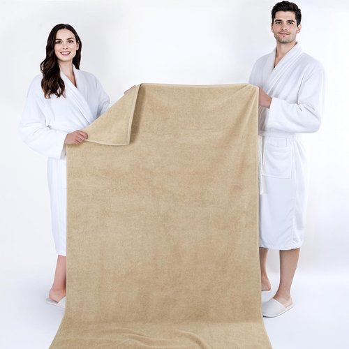 Cotton Paradise 100% Cotton Oversized Bath Sheet - Extra Large 40x80 Beige Turkish Towel