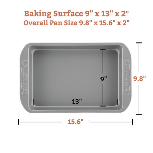 Farberware Nonstick Bakeware Baking Pan Set / Nonstick Cake Pan Set, Rectangle - 2 Piece, Gray