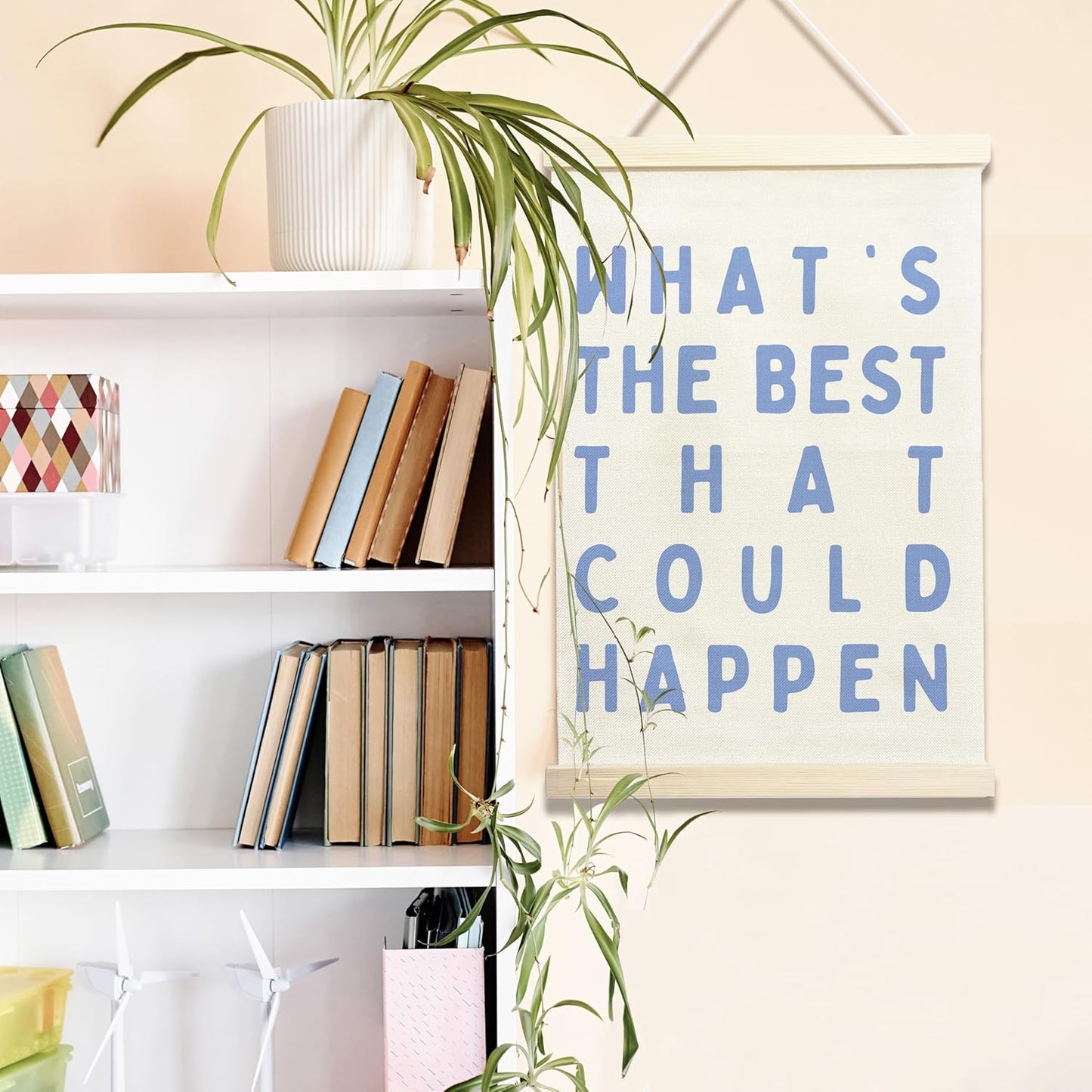 NQDWX Inspirational Quote Wall Art - "What's the Best That Could Happen" Canvas Poster | 12x17 Inches