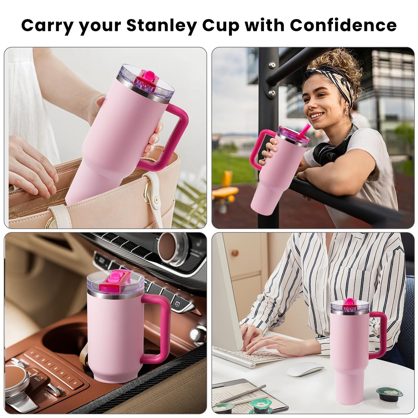 ANTAND 2 Pack Detachable Flip Straw Lid Replacement for 30 oz Stanley Quencher H2.0 & ProTour, Leakproof Spill Proof Lids Straw Cover for Stanley Cup Accessories 30oz, Easy to Clean (Cream, Cream)