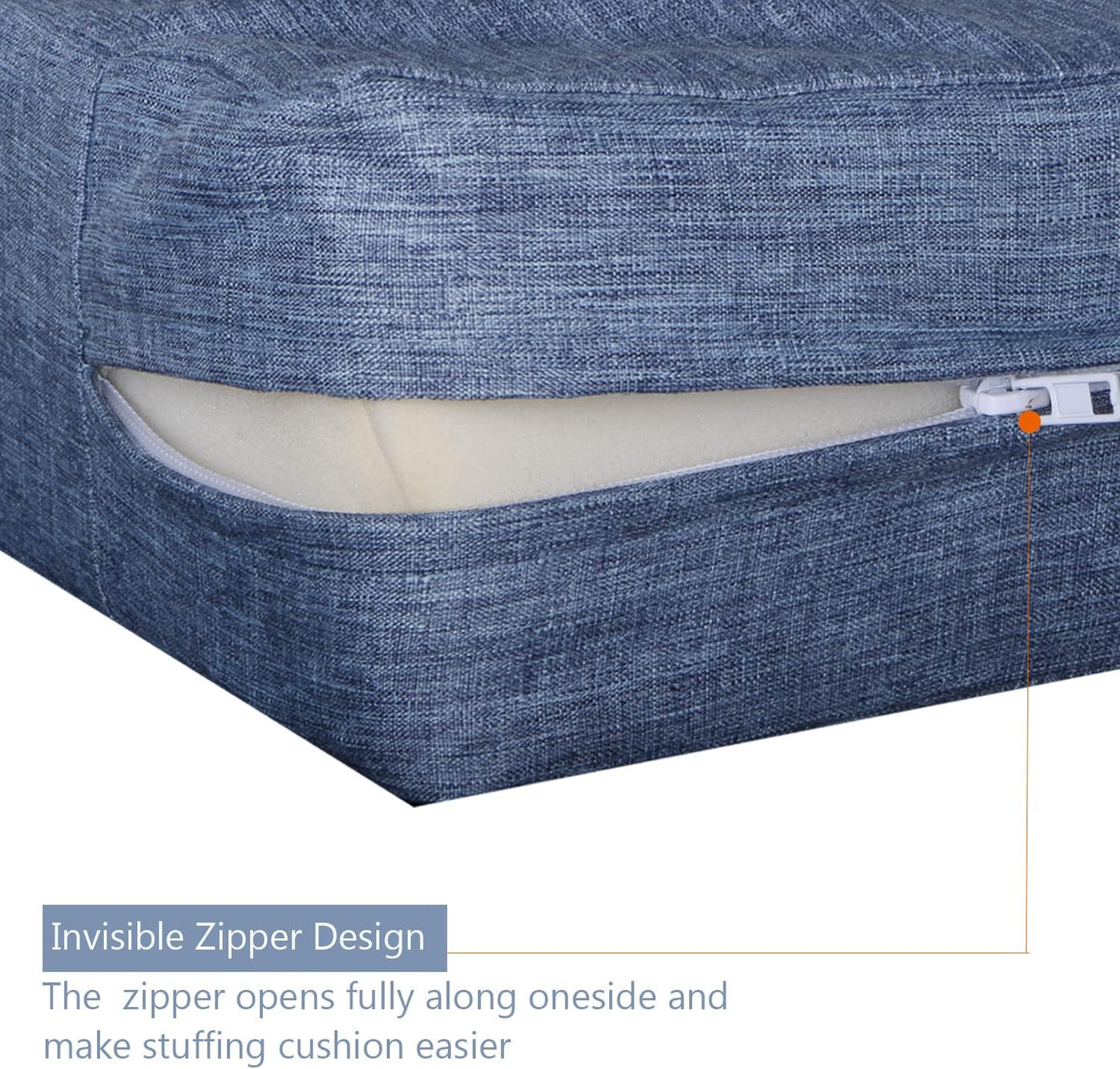 Skiennix Patio Seat Cushion Covers - Waterproof Washable Slipcovers for Outdoor Furniture | Denim Blue, 24" x 24" x 4" (4 Covers)