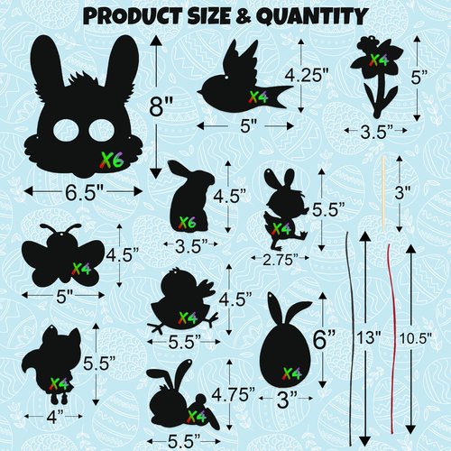 ArtCreativity 48 Pcs Easter Scratch Art for Kids, Includes Wooden Sticks & Ribbons, Fun Craft Kit, Creative Teen Easter Basket Stuffers, Unique Decorations & Gifts for Children