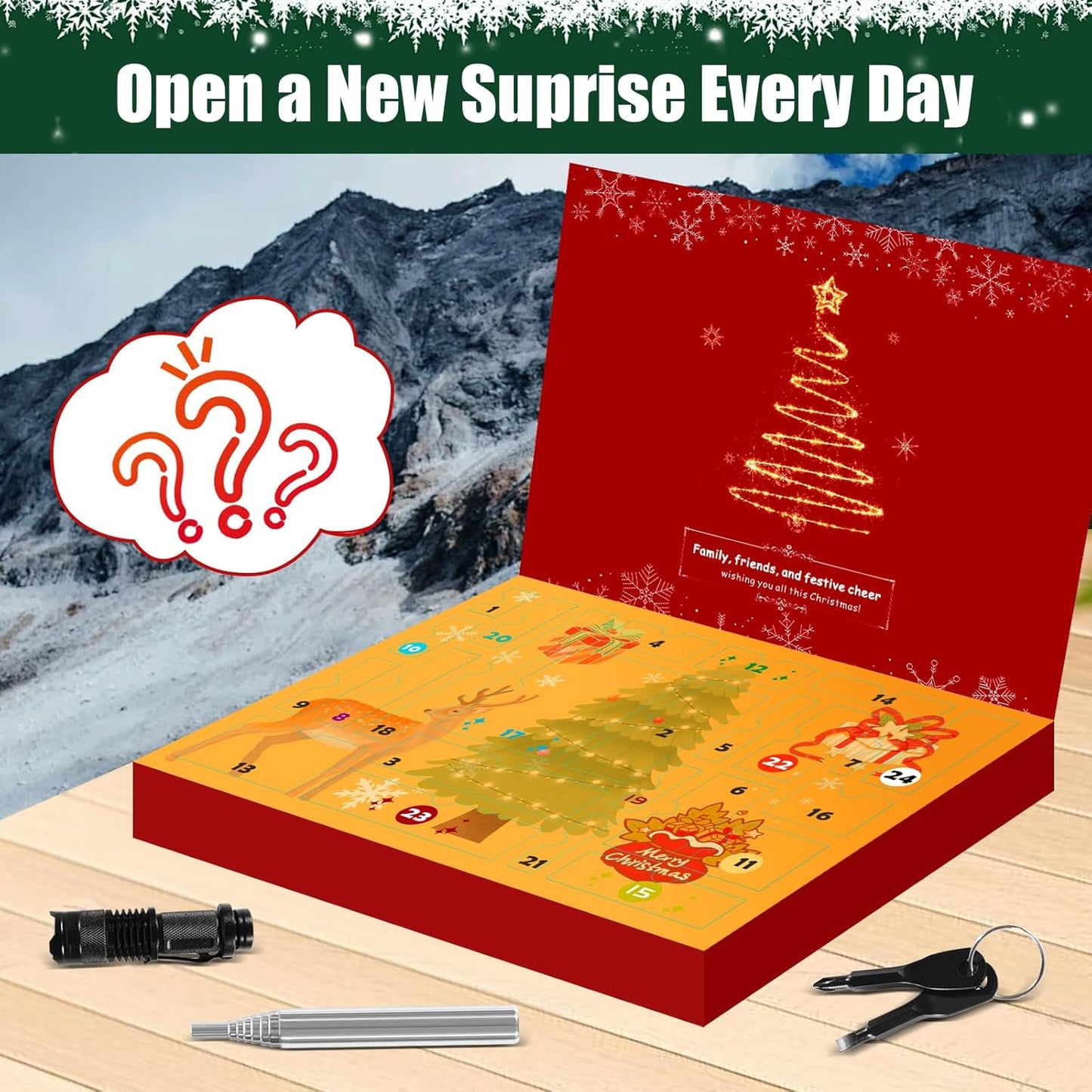 Survival Advent Calendar 2025 - 24 Days of Outdoor Gear & Gadgets for Men and Teens | Perfect Christmas Countdown Gift