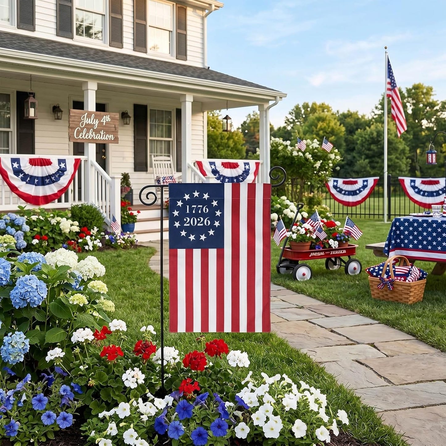 TOPFLAGS USA Flag Garden Flag - 250th Anniversary Betsy Ross Design | Double-Sided 12x18 Inch