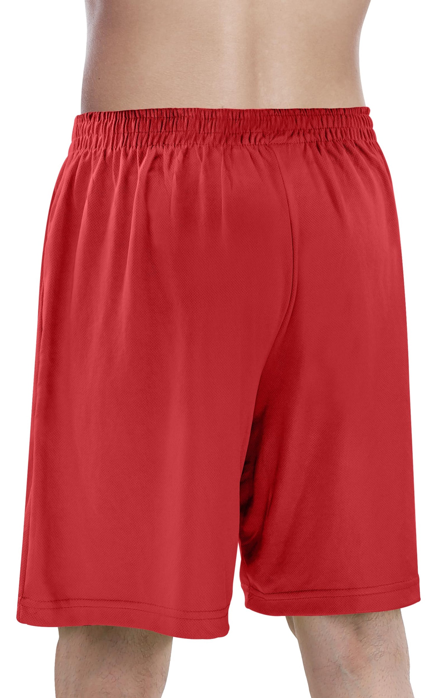 NY Threads Men's Athletic Shorts Quick Dry Loose-Fit Lightweight Running Workout Gym Shorts with Pockets, Large, Red
