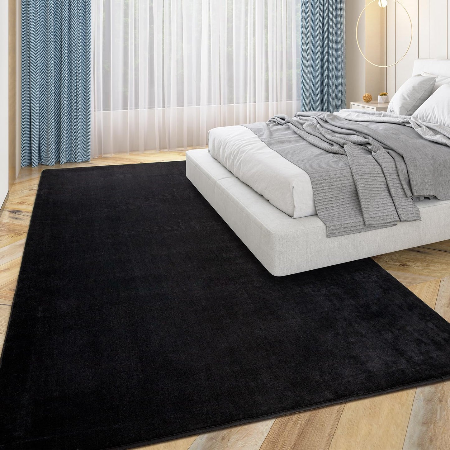 Przemy Washable Black Rugs for Living Room Bedroom, 5x7 Feet Super Soft Memory Foam Rug Indoor Carpet for Kids Room Boys Girls Dorm Bedside Nursery Decor Mat